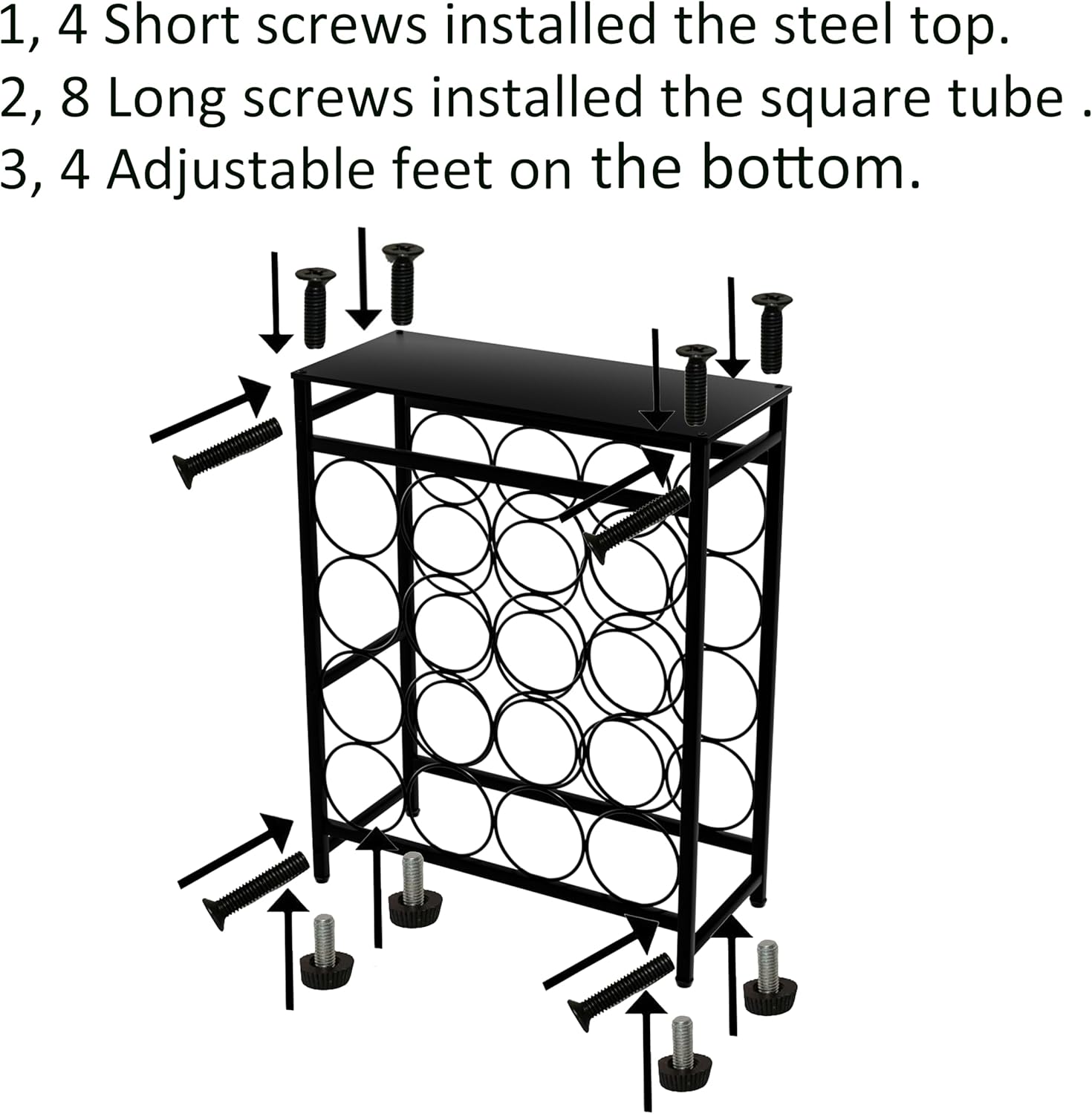 16 Bottles Waved Floor Wine Organizer Black