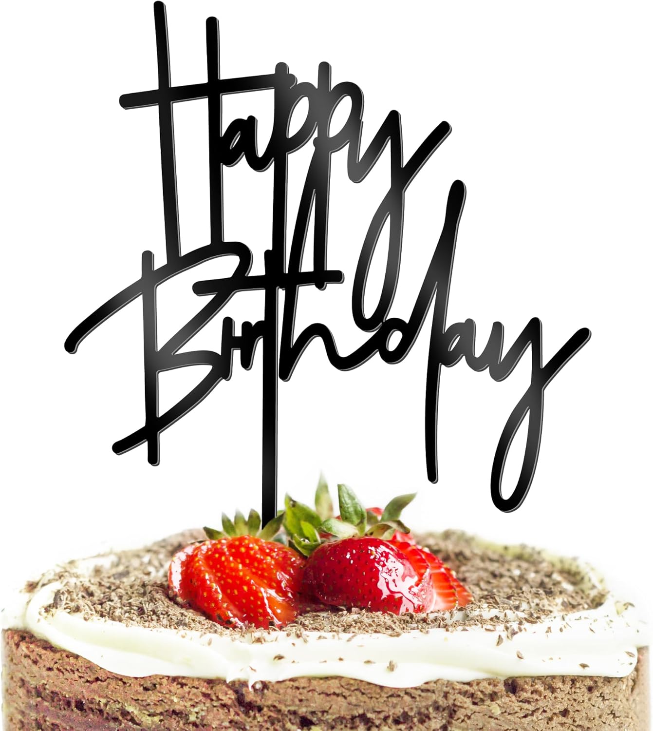 1 PCS Black Happy Birthday Cake Topper 53x72 Inch Acrylic Sign