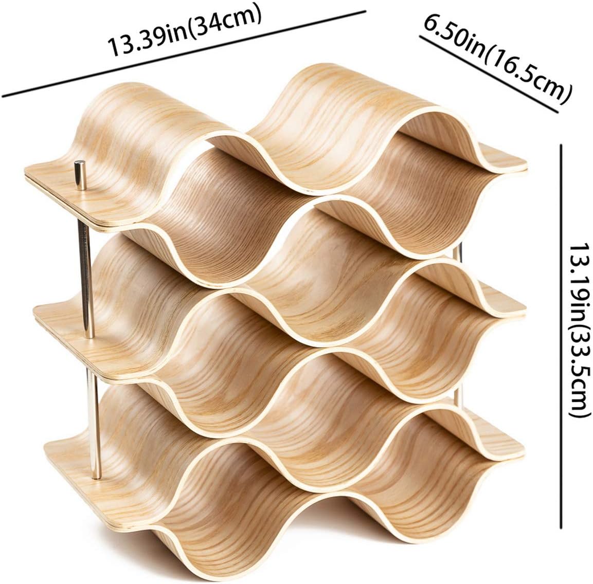 9 Bottle 6-Tier Wood Wine Rack Freestanding