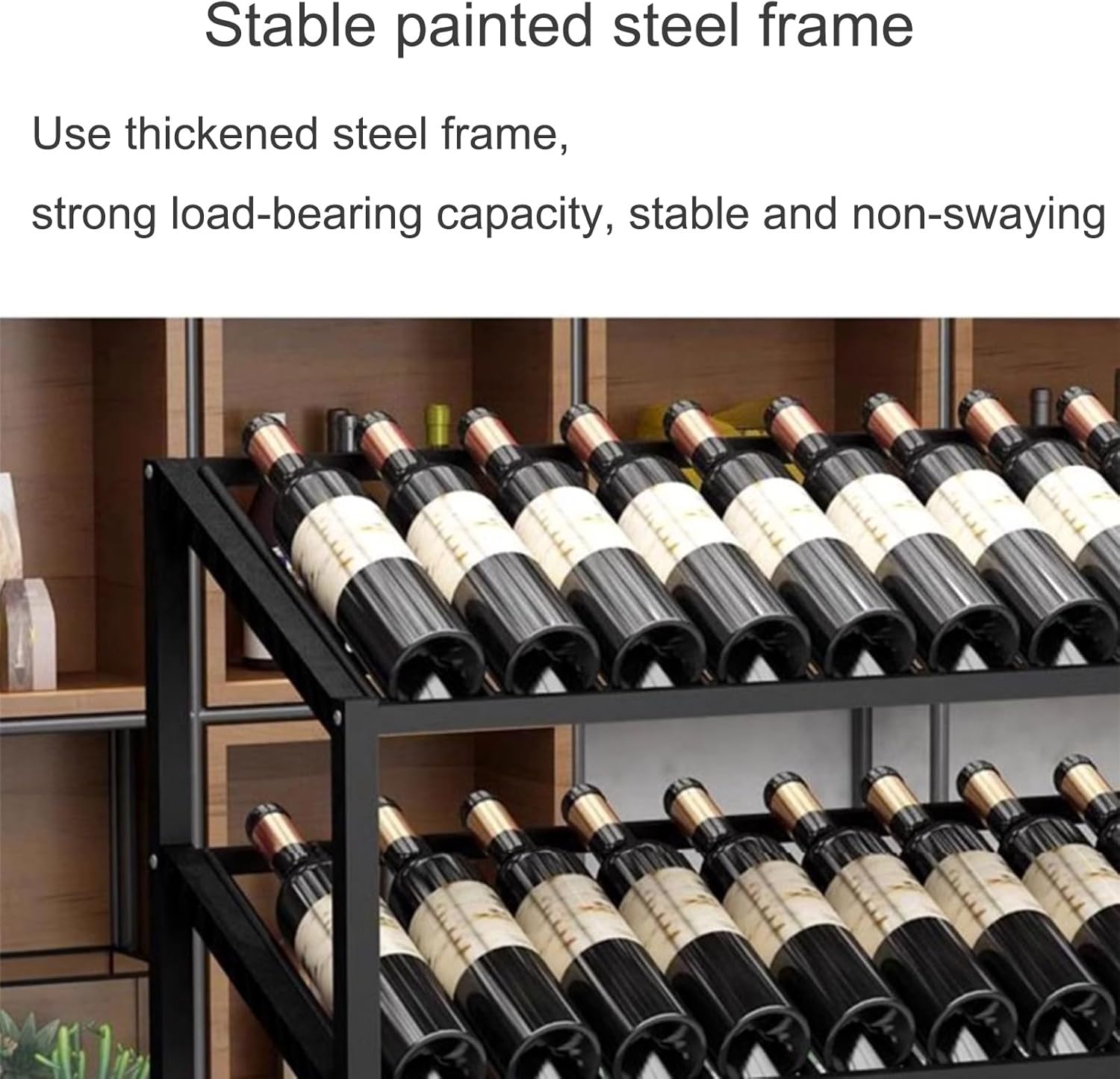 Freestanding Wine Rack with 3 Tier Shelves and Cabinet