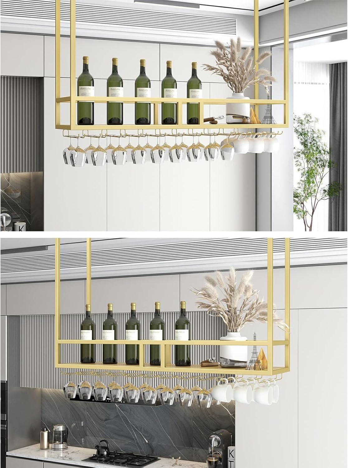 Wall-Mounted Wine Rack with Heavy Duty Steel Frame