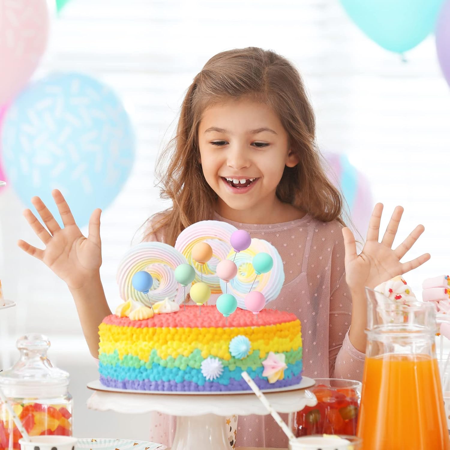 Sieral 40 Pcs Mini Balloon Cake Toppers Colorful