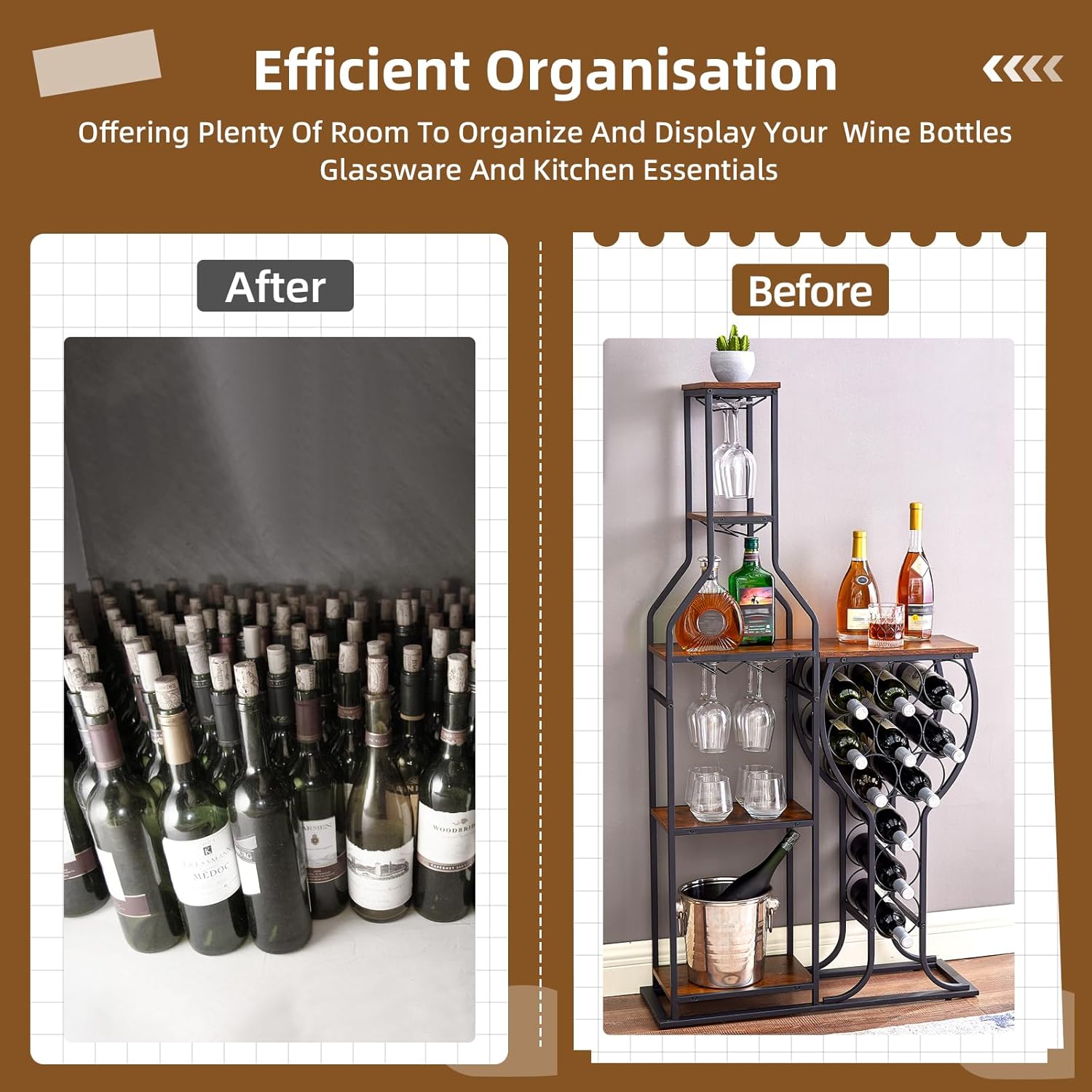 IRCPEN Corner Wine Rack 5 Tier Storage Shelf