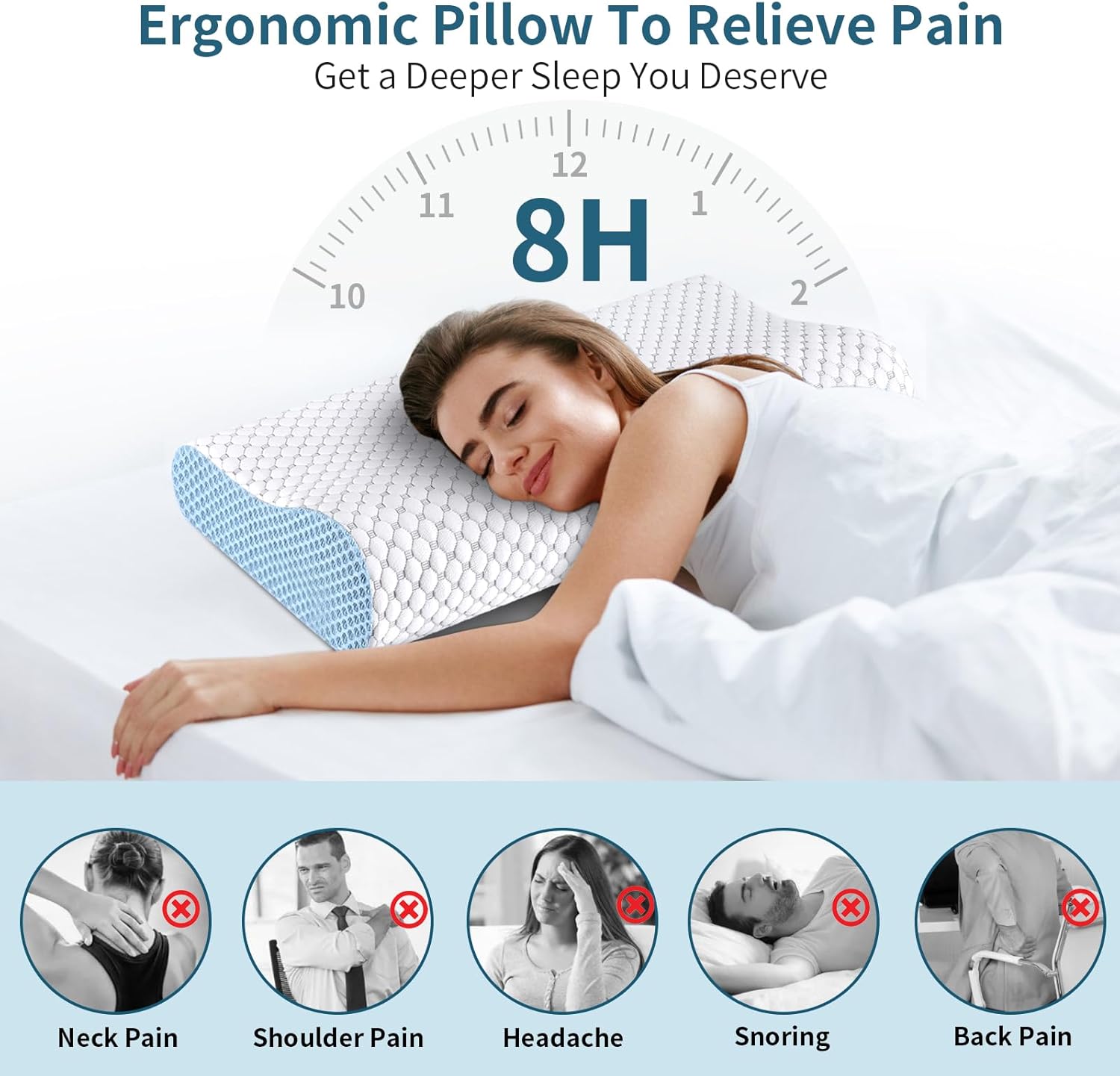 Besyodo Cervical Neck Pillow - Cooling Memory Foam for Pain Relief