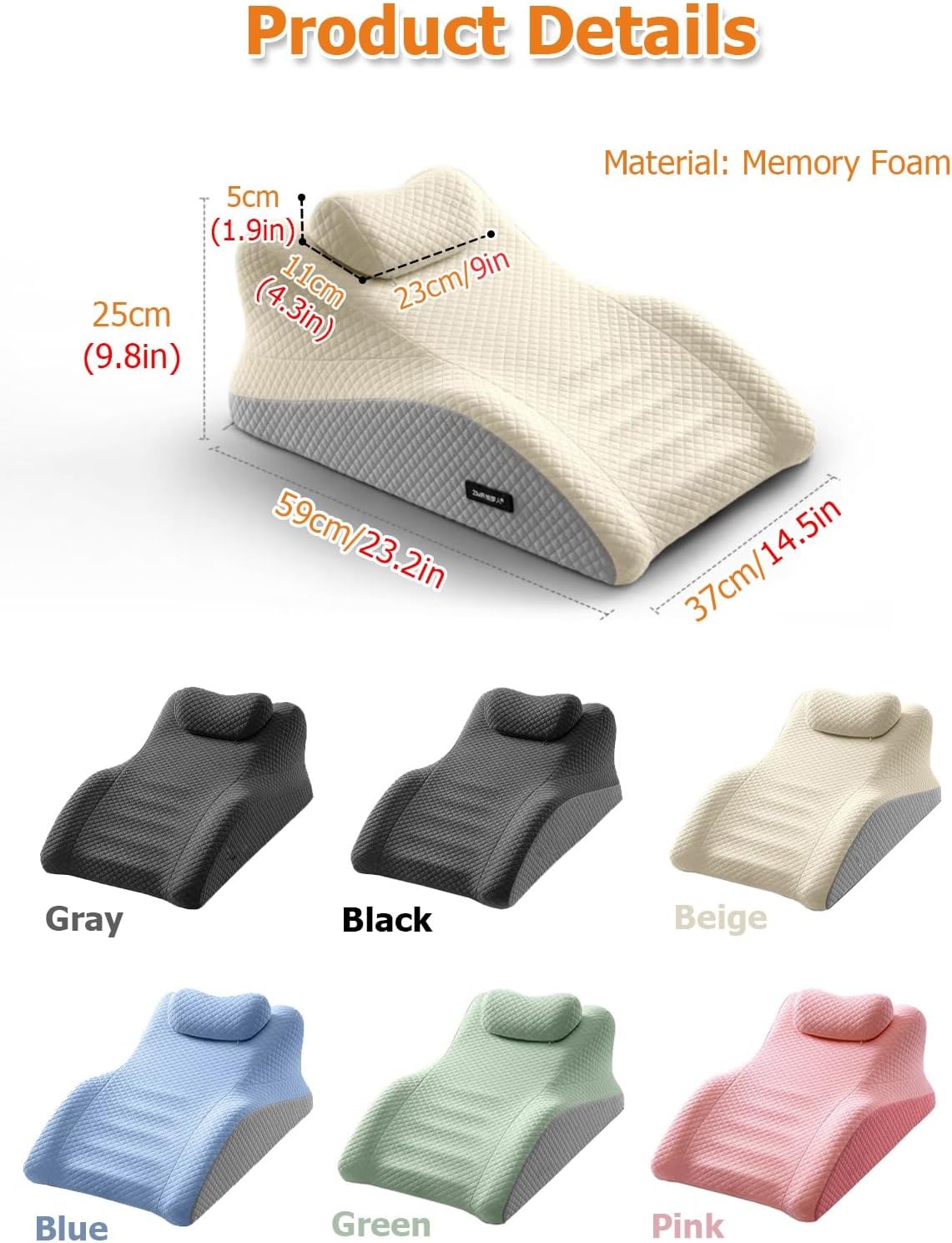 JYHHCYS Memory Foam Prone Pillow with Neck Support