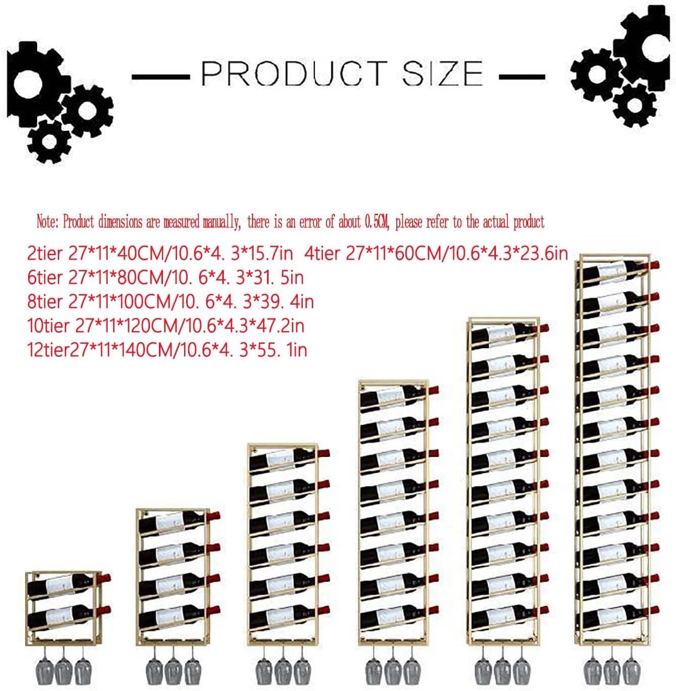 Wall-Mounted Wine Rack with 12 Tiers for Home Bar and Kitchen