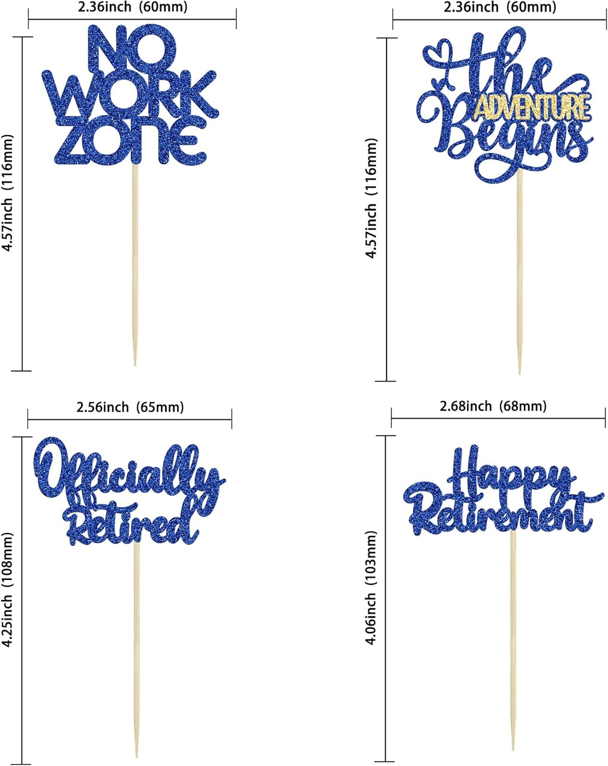 24Pcs Happy Retirement Cupcake Toppers Decorations