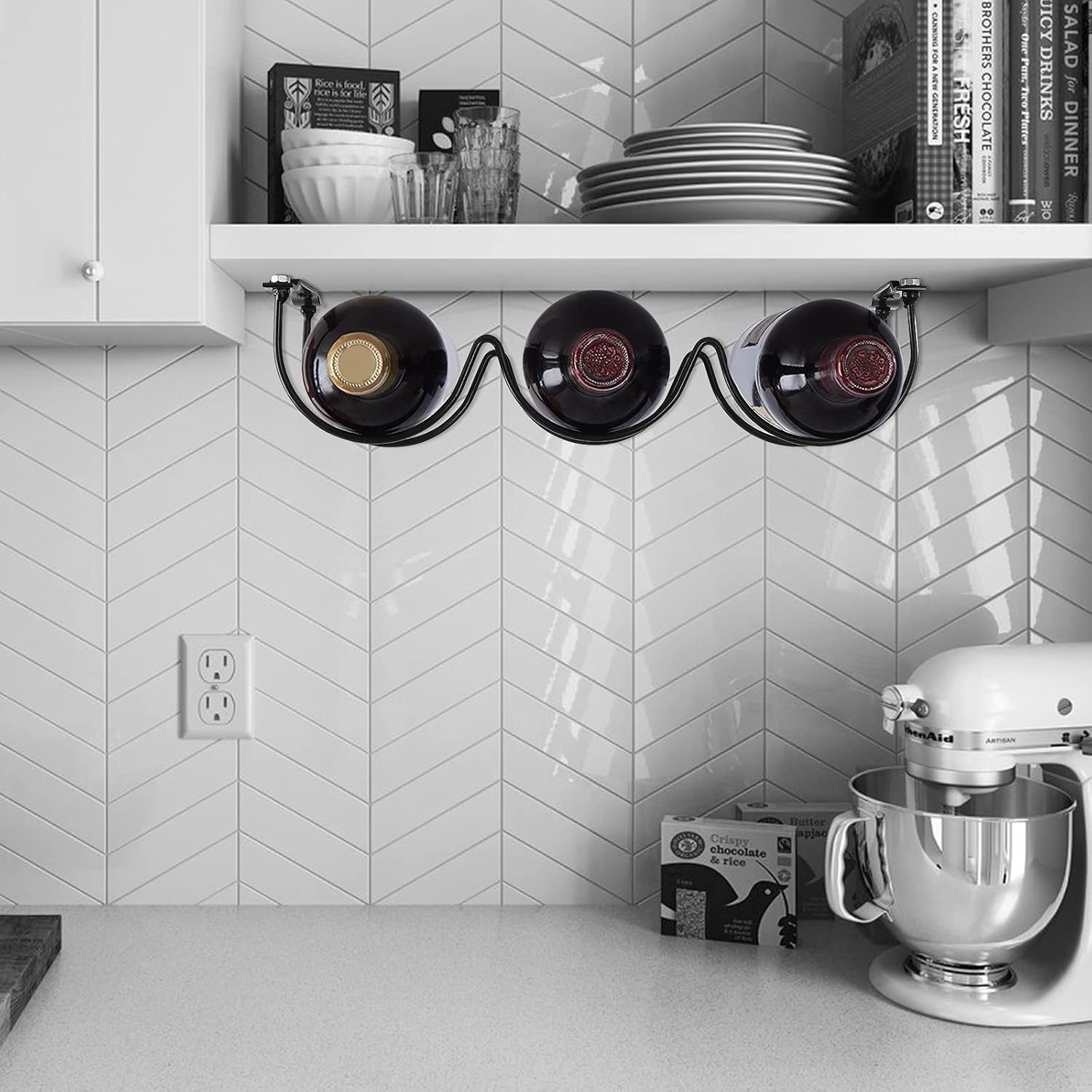 FOMANSH Wall-Mounted Wine Rack - Space-Saving Kitchen Organizer