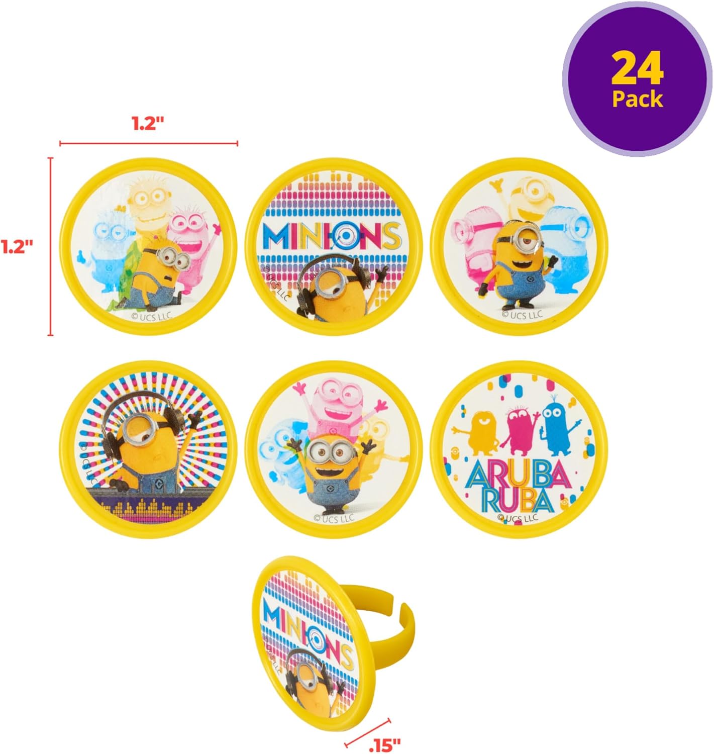 Despicable Me Minions Cupcake Rings 24 Pack