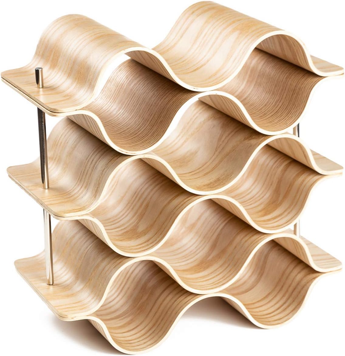 9 Bottle 6-Tier Wood Wine Rack Freestanding