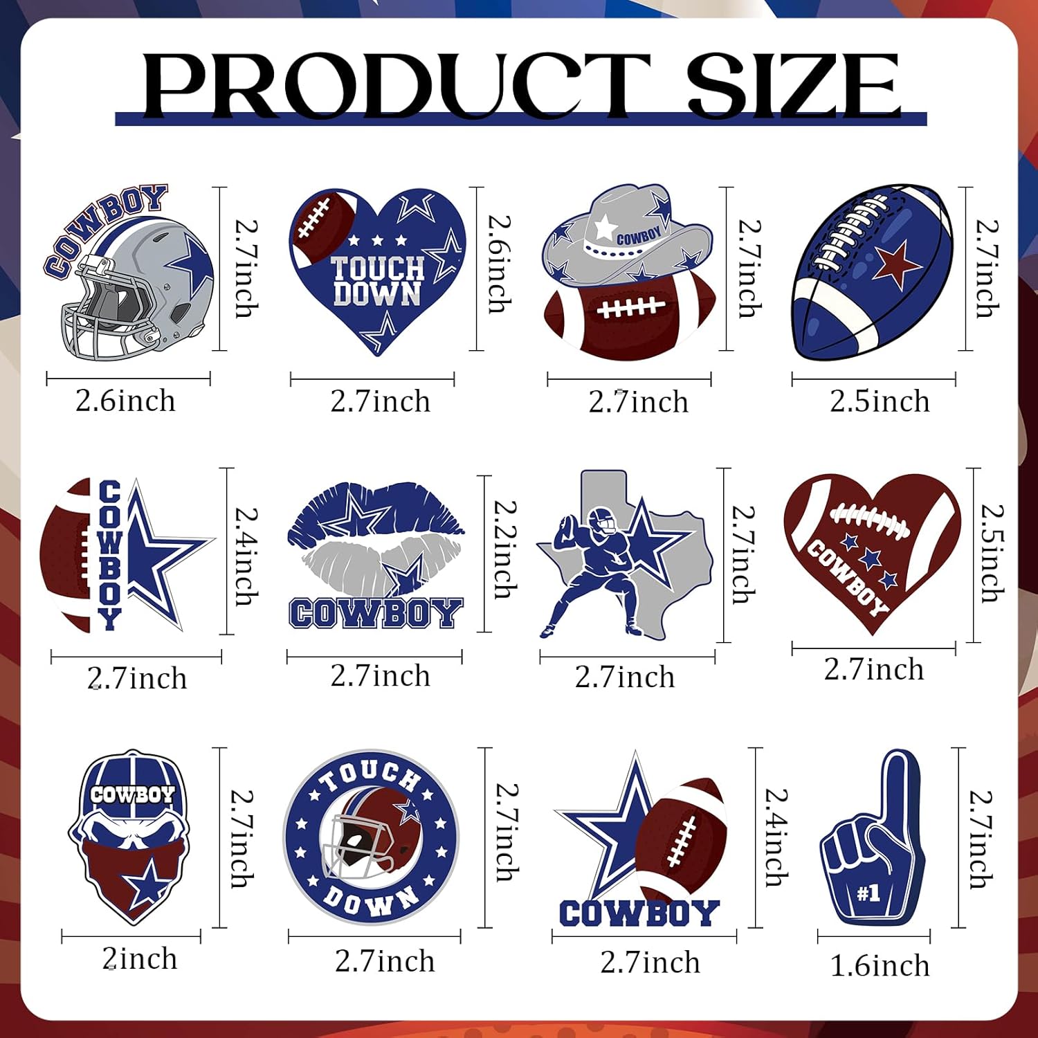 Cowboy Football Cupcake Topper Set 24 Pcs
