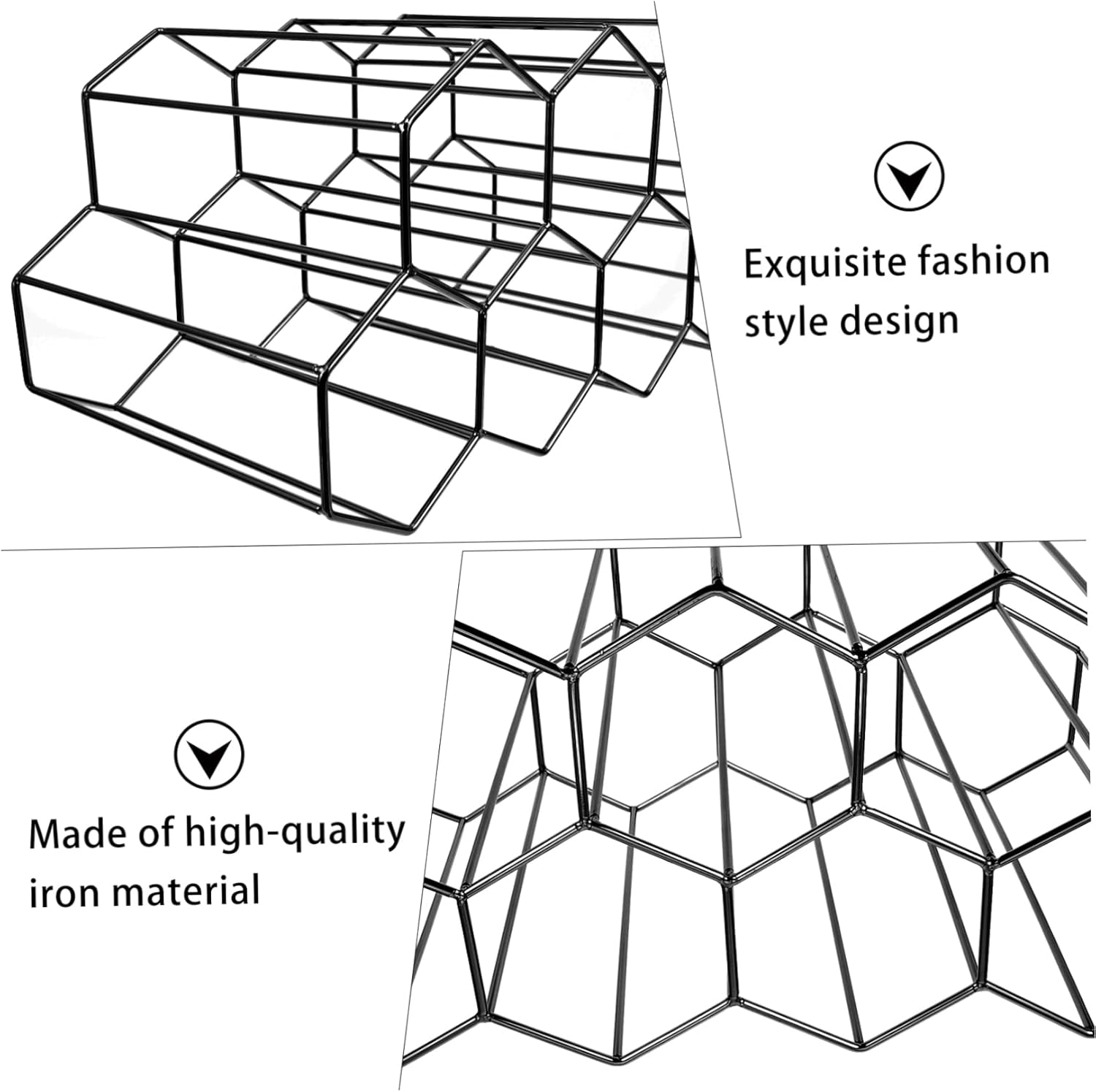 Levemolo 7Holes Iron Wine Display Stand with Honeycomb Design