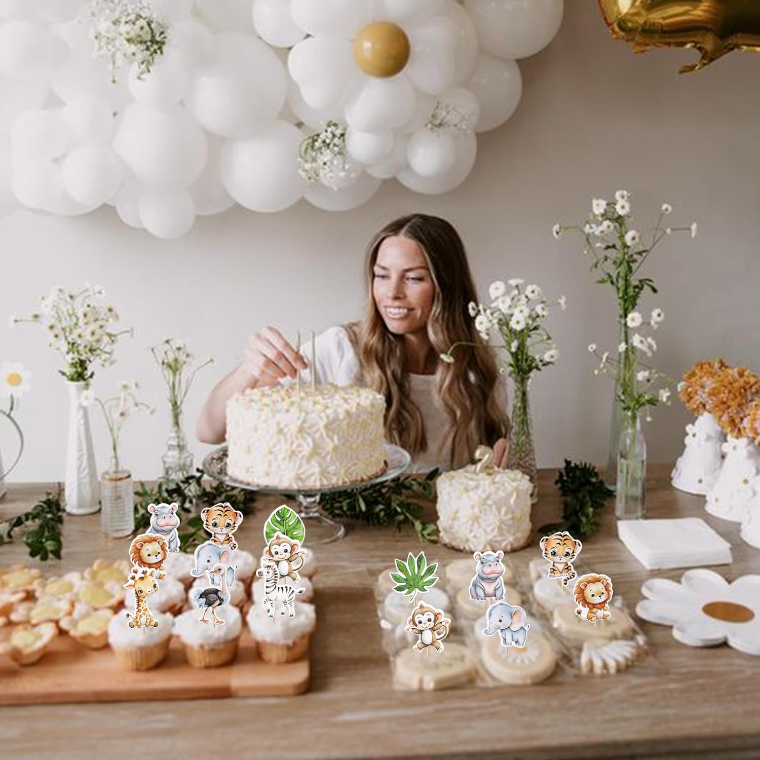 Rsstarxi 40 Pack Woodland Animal Cupcake Toppers
