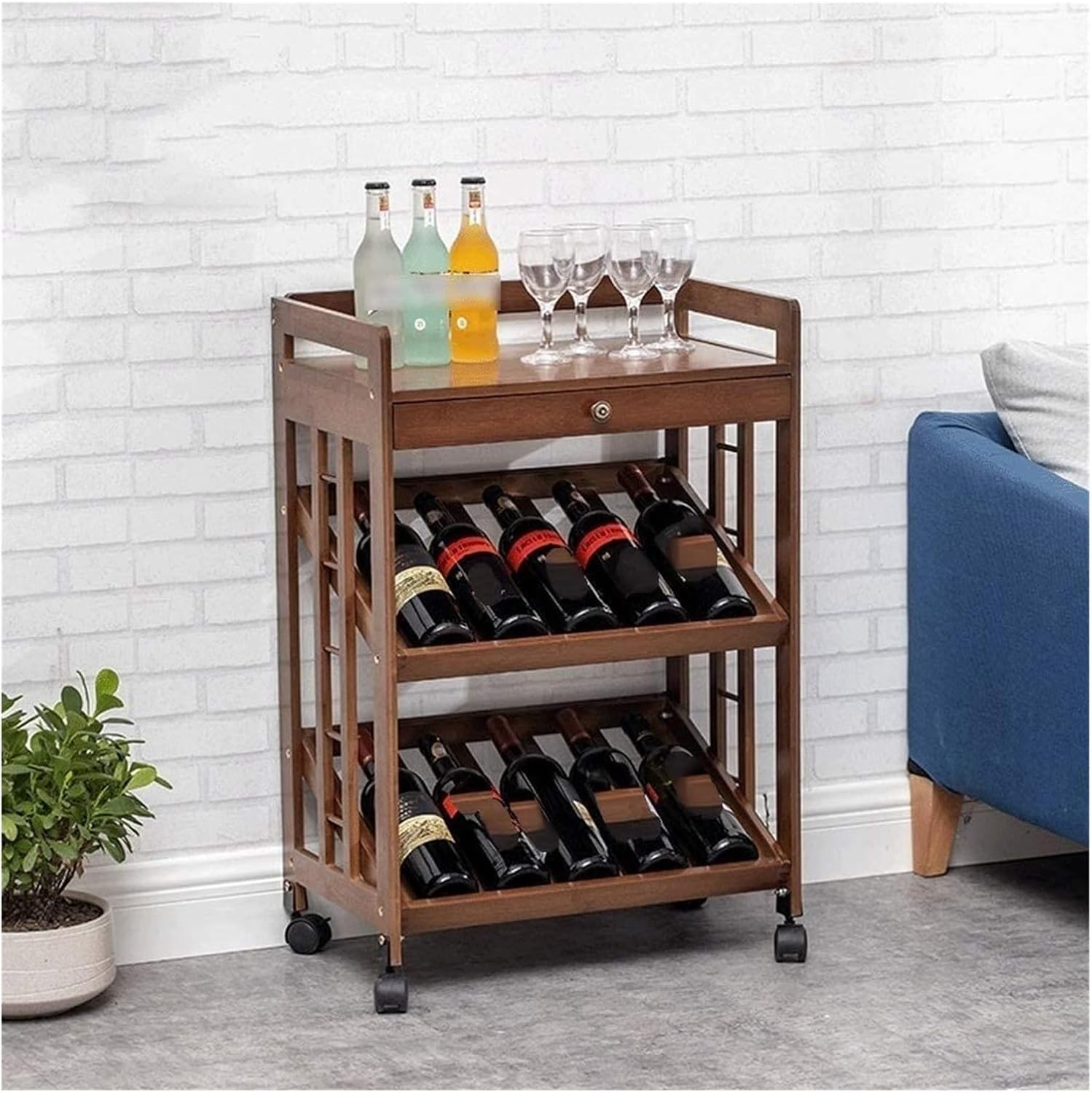 OXOAMP Freestanding Wine Rack with Wheels