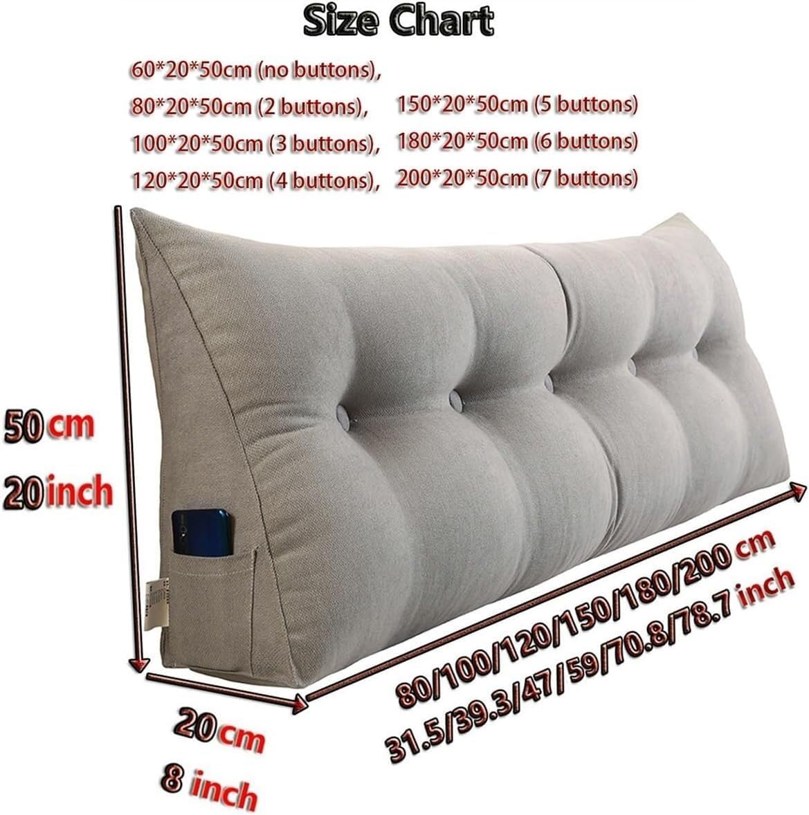 COZMAX Queen Triangular Back Support Pillow with Removable Velvet Cover