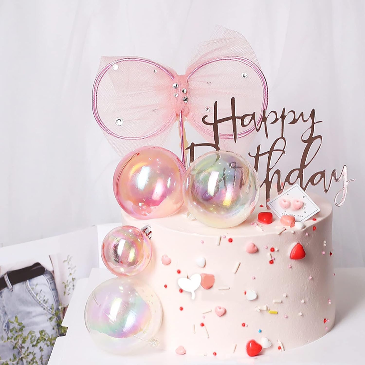 BEAIMUXI 24PCS Bubble Pearl Cake Toppers DIY Decor