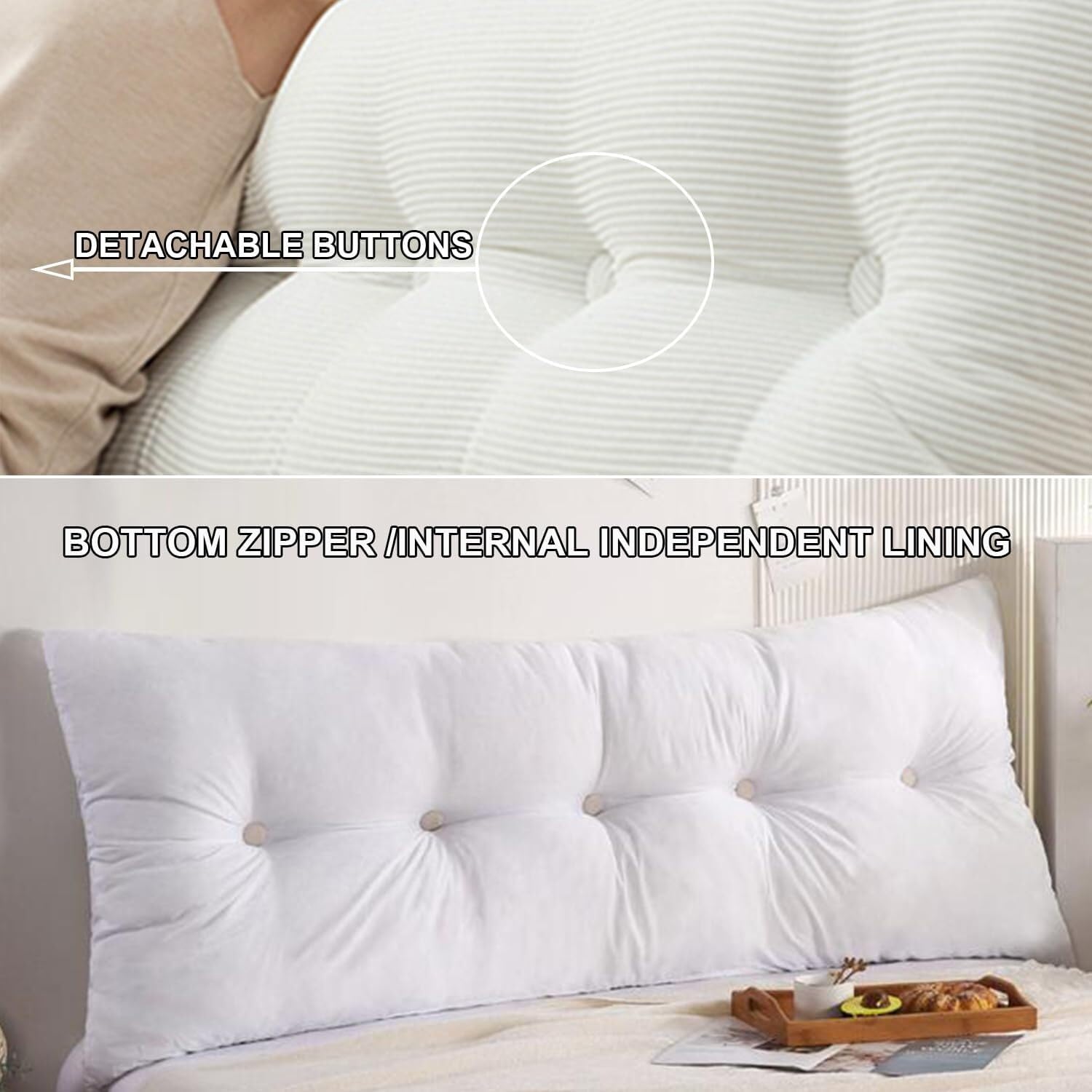HIOSIEFUO Red Long Back Pillow with Washable Cover