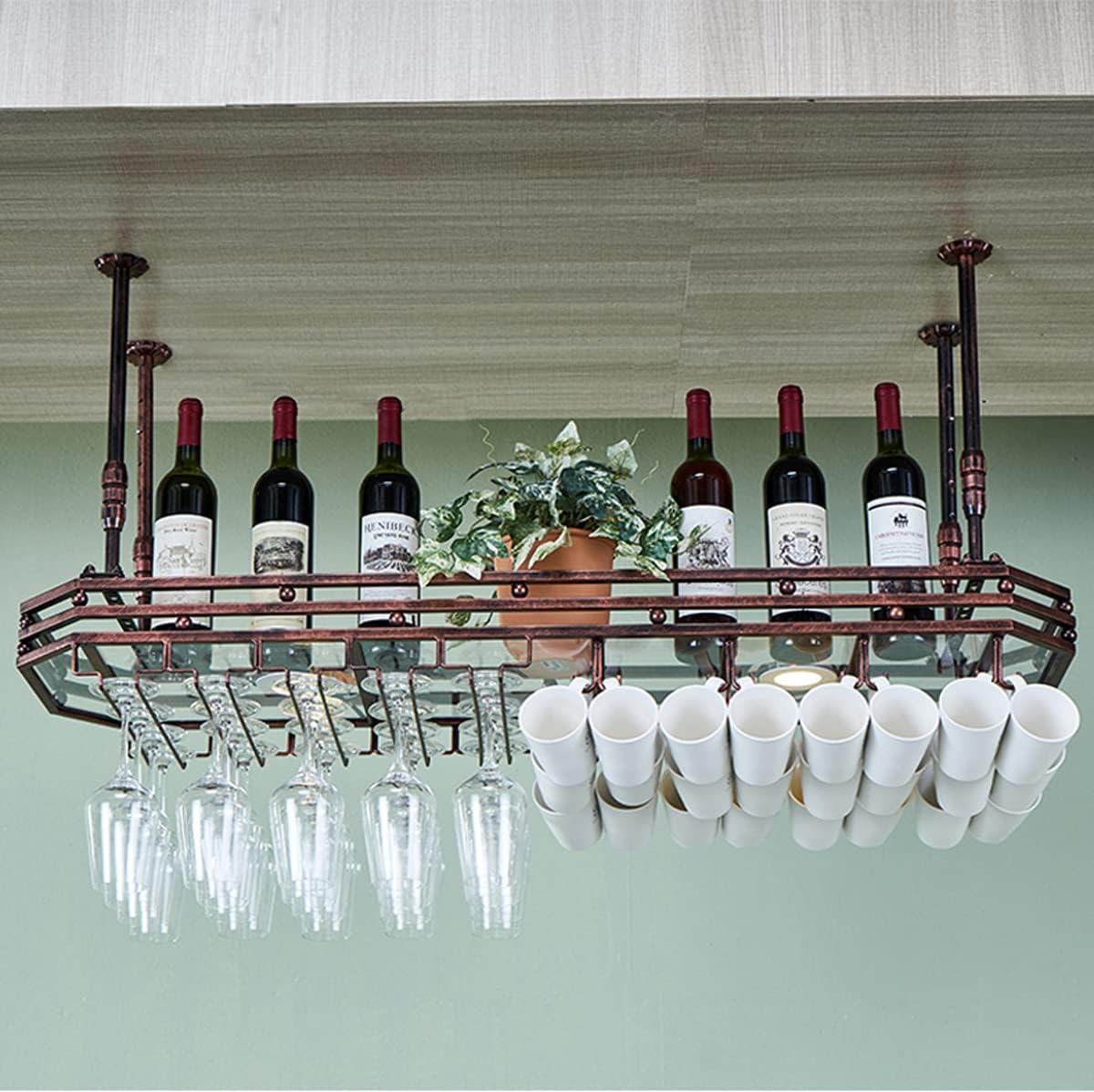 DASHADAO Ceiling Wine Glass Rack Bronze Adjustable 80x35cm