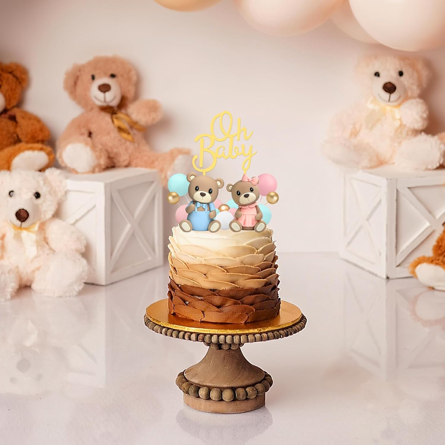 33 PCS Bear Cake Toppers for Baby Shower and Gender Reveal 1