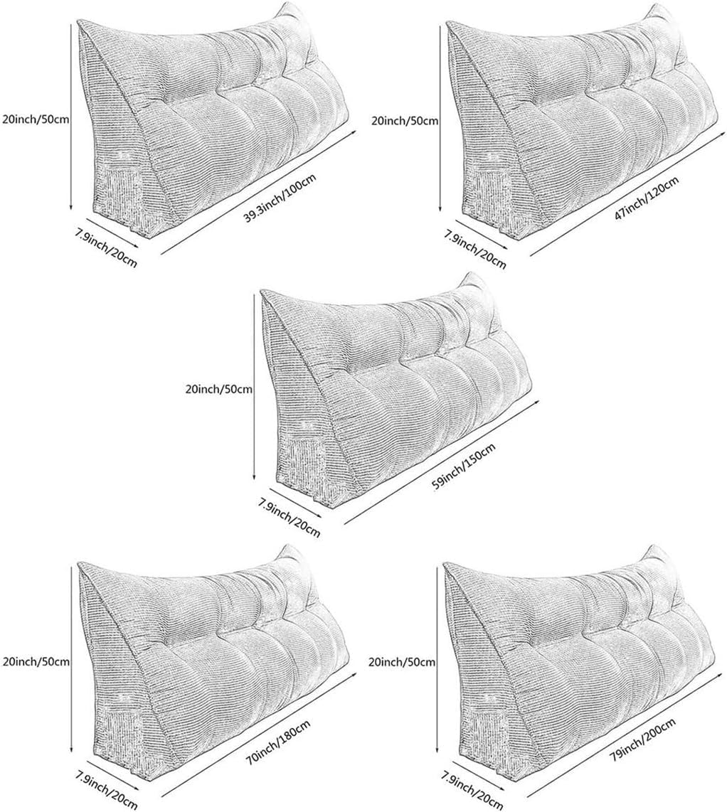 HIOSIEFUO Bed Sofa Triangular Reading Pillow Yellow 100cm