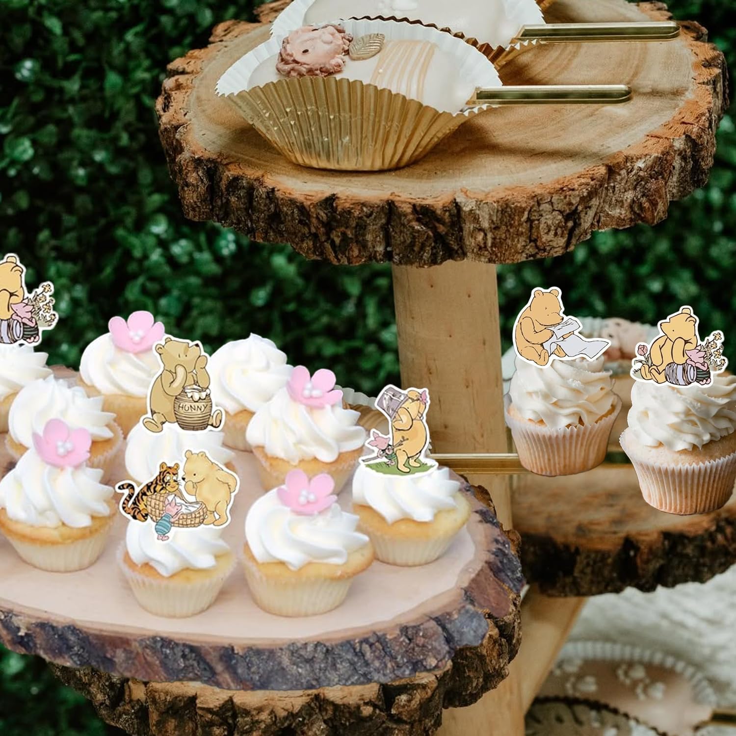 48PCS Winnie Cupcake Toppers - Cute Baby Shower Decor