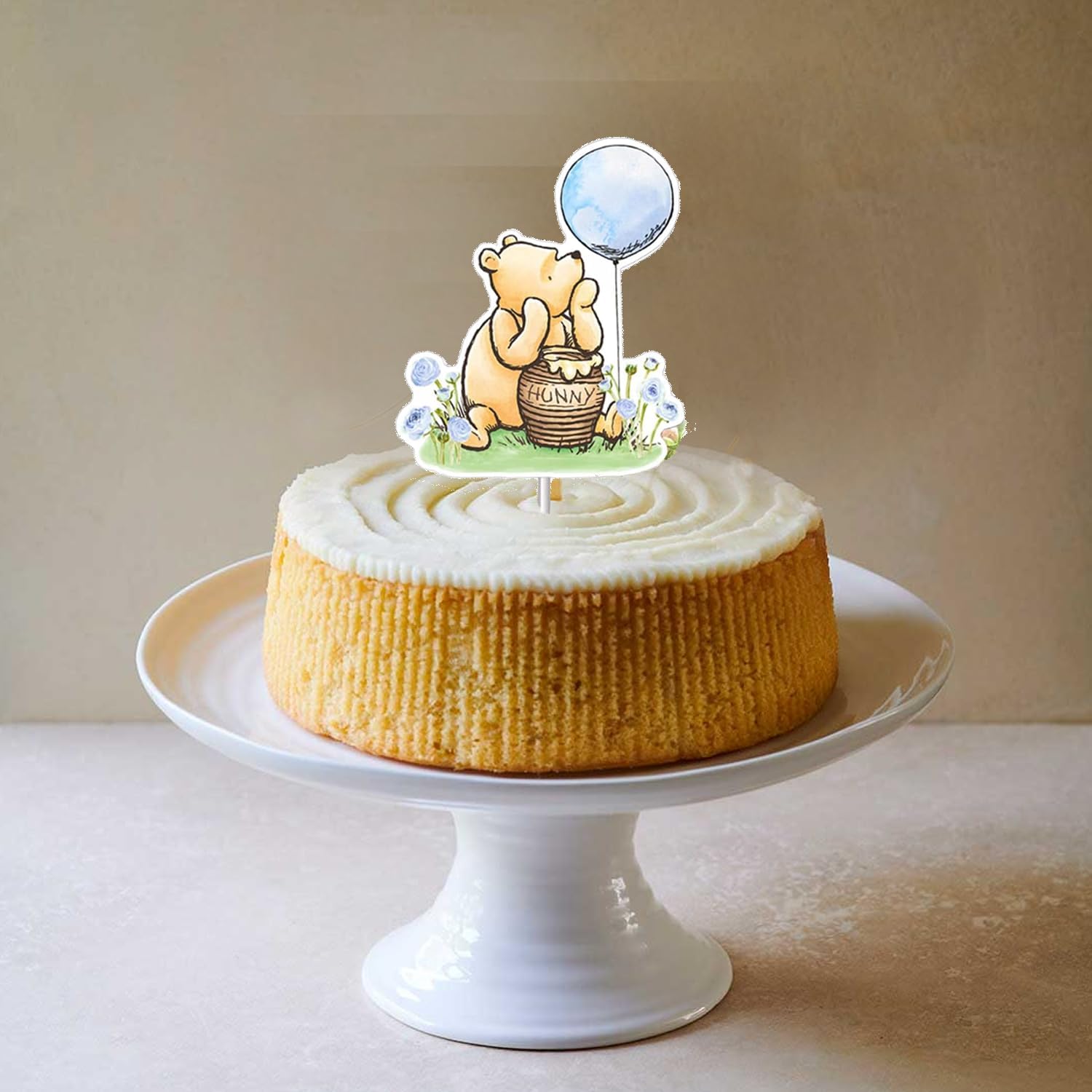 Classic Winnie Bear Cake Topper - Blue Bear Party Decoration