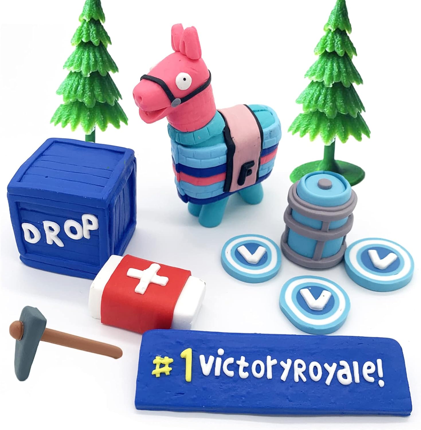 11Pcs Video Game Cake Toppers Battle Royale Llama Boys Decor