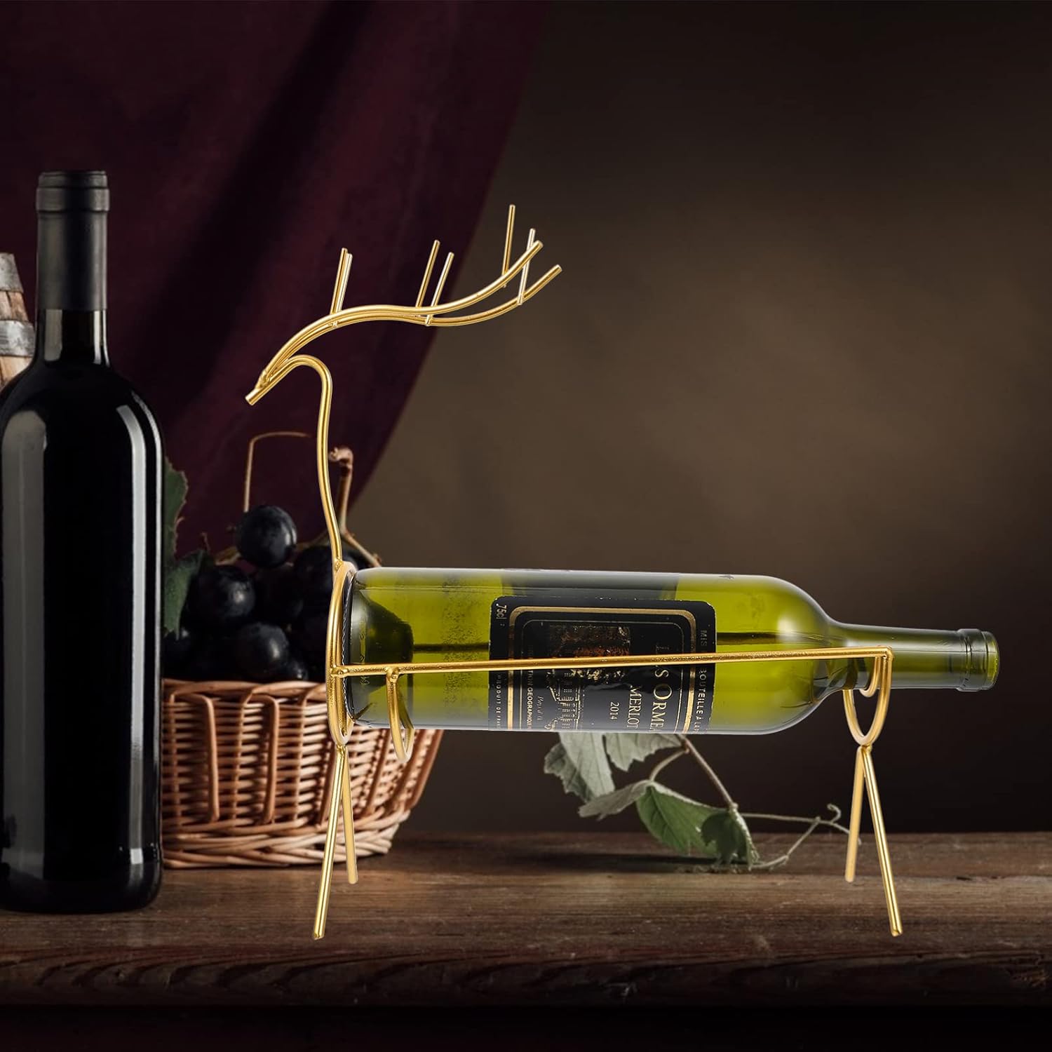 LIOOBO Xmas Wine Holder Wrought Iron Elk Rack