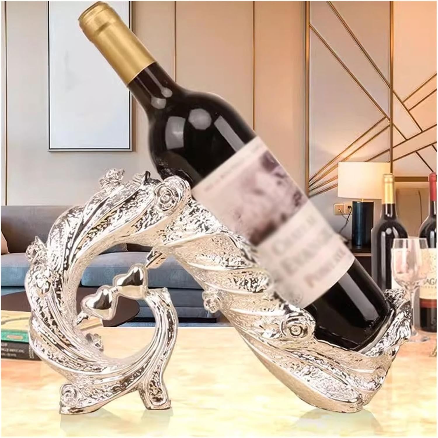 SONGCHAO Gold Peacock Wine Bottle Holder