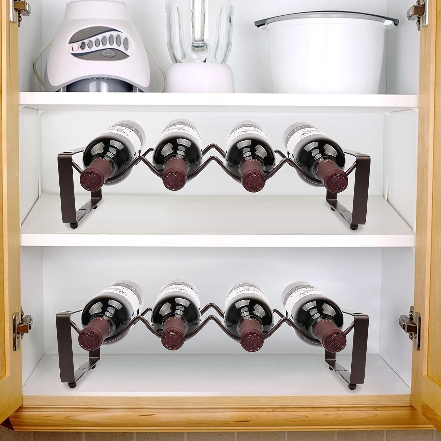 OBloved Metal 2 Tier Wine Rack - 8 Bottle Storage