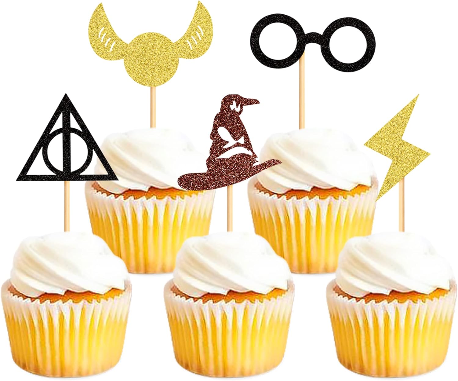 30PCS Glitter Wizard Cupcake Toppers for Birthday Decor