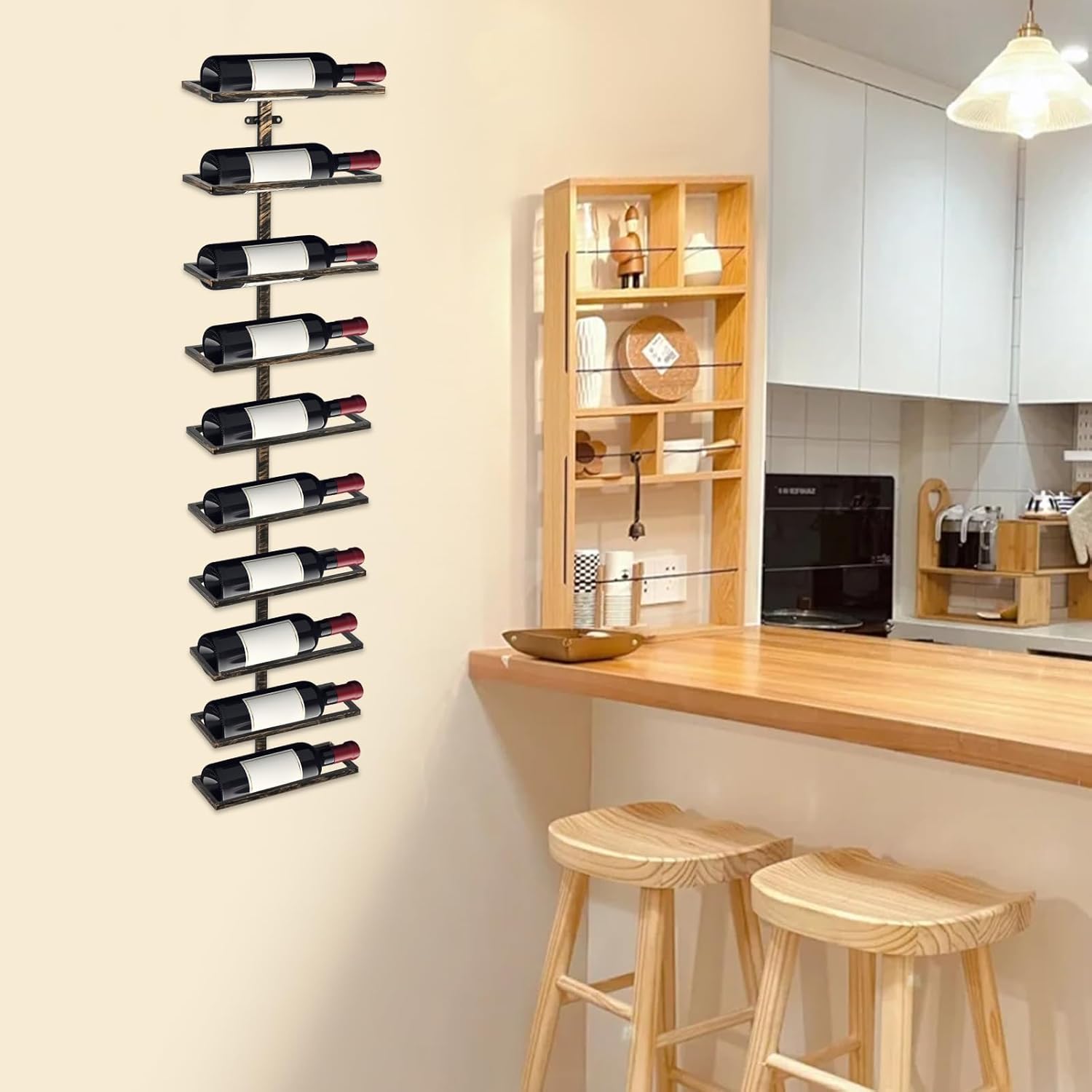 Kangten Vertical Wall Wine Rack 10-Bottle Bronze Holder