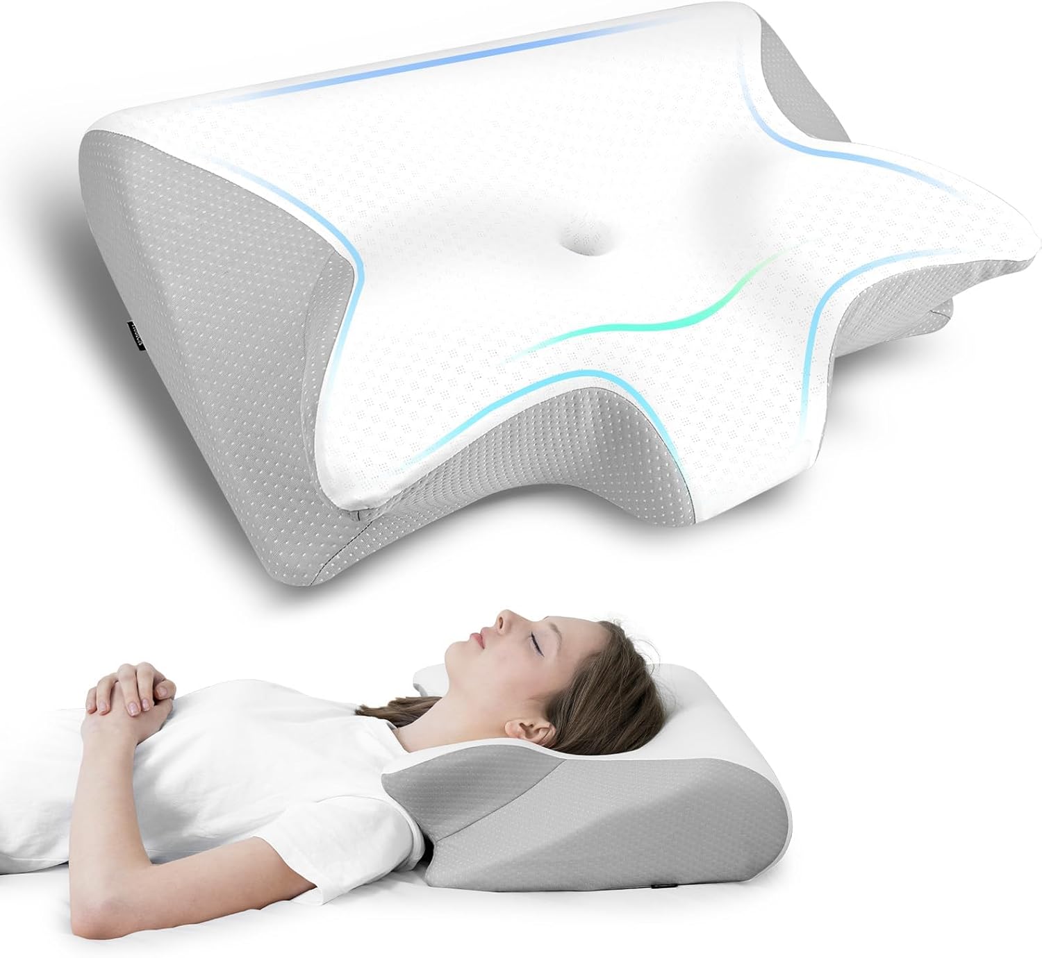 HOMCA Cervical Neck Pillow 2 in 1 for Neck Pain Relief