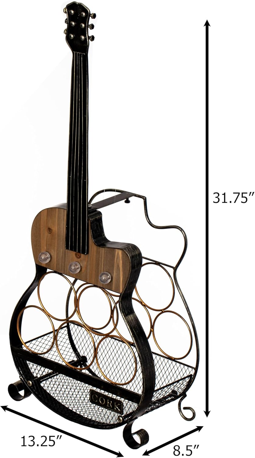 Vintiquewise Guitar Shape 5-Bottle Wine Rack