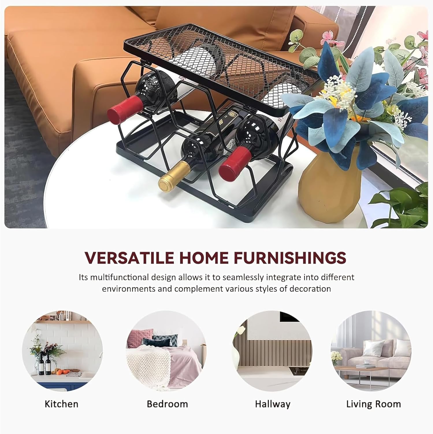 Modern Foldable Wine Rack for 6 Bottles