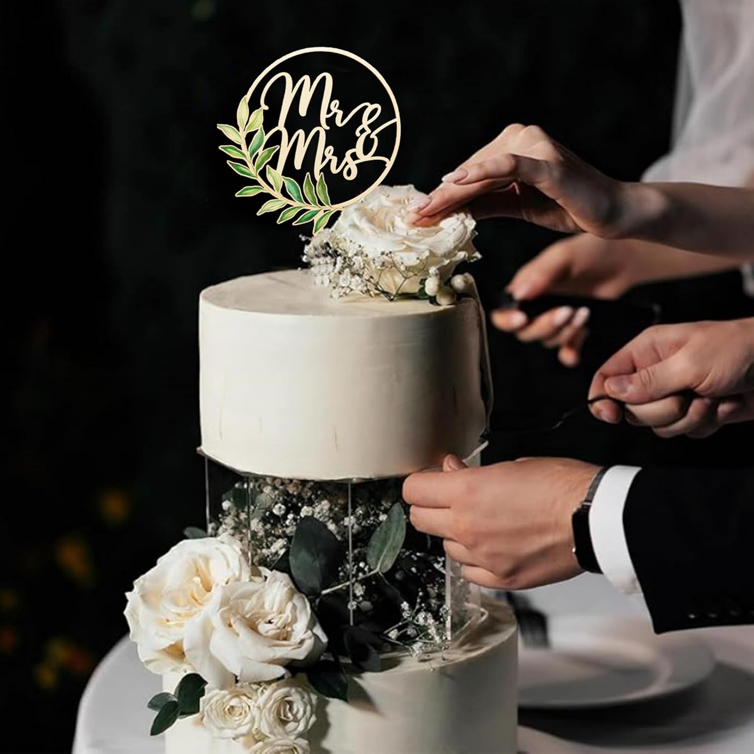 Rustic Wooden Mr and Mrs Cake Topper - Eco-Friendly