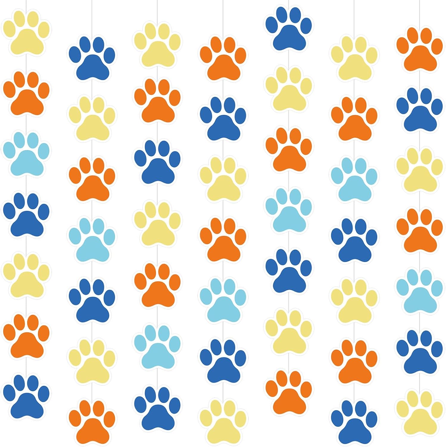 Duraaamo 8-Pack Dog Party Decor Blue Paw Print Garland