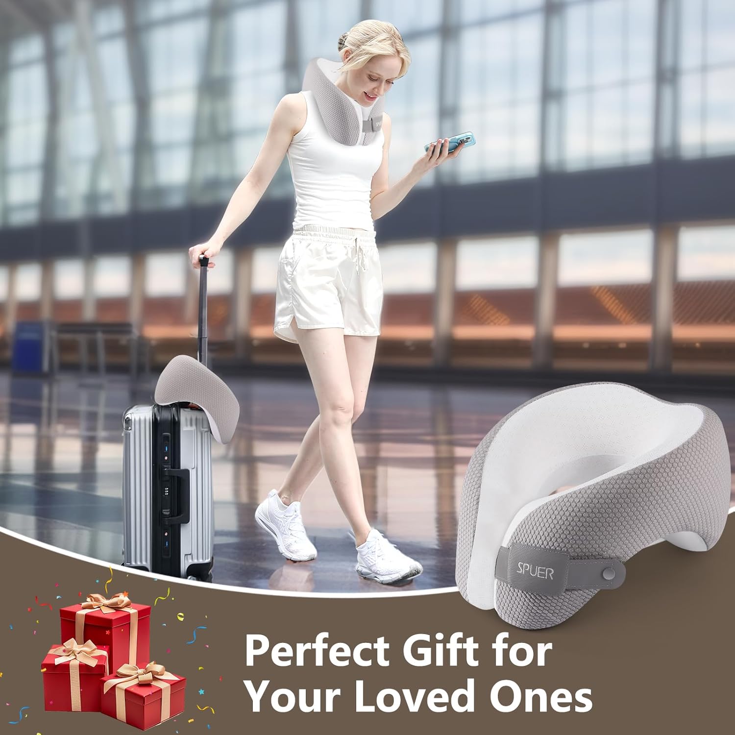 SPUER 2in1 Ergonomic Travel Neck Pillow