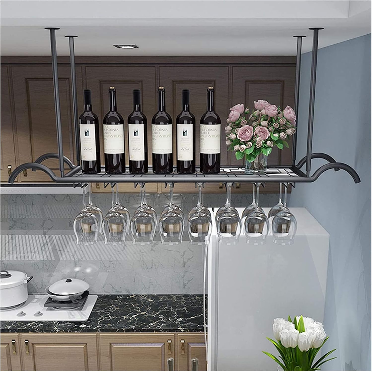 ALDEPO Wall Mounted Wine Glass Rack Dolphin Waves Style 120cm