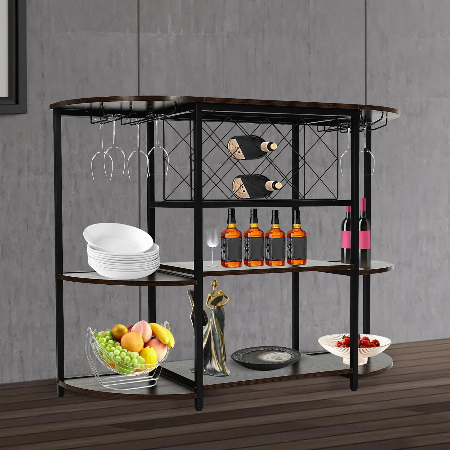 Freestanding Wine Rack with 3-Tier Design Brown