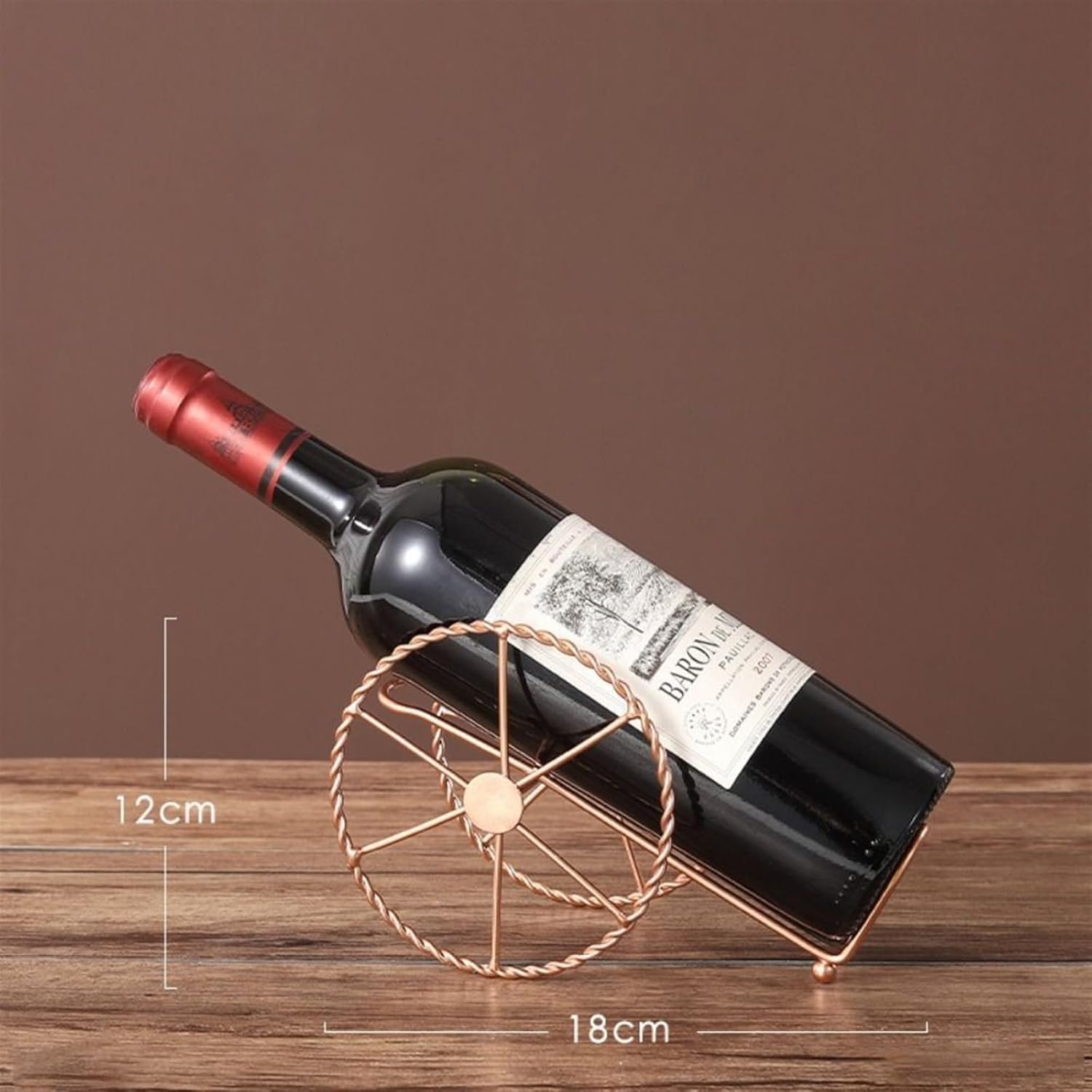 Retro Bronze Wine Rack with Iron Wheels Design