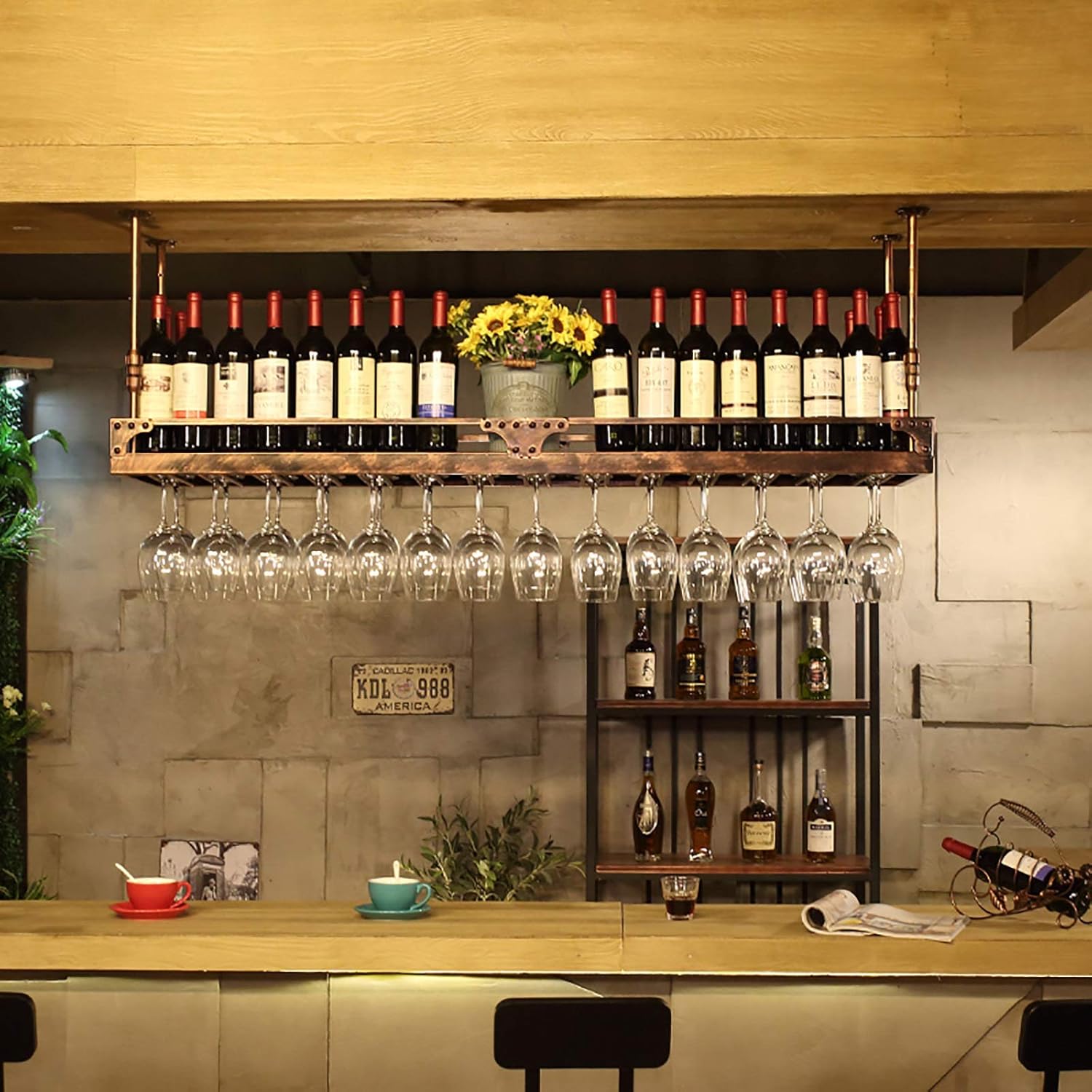 Adjustable Bronze Wine Rack with Guardrail