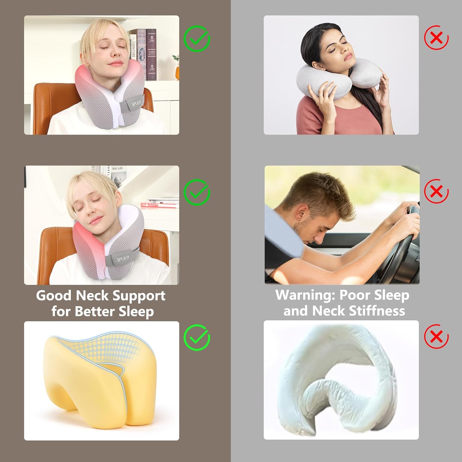 SPUER 2in1 Ergonomic Travel Neck Pillow