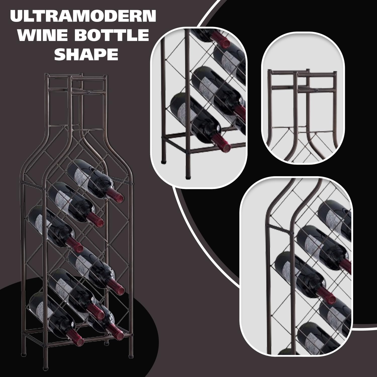 Kings Brand 12-Bottle Freestanding Metal Wine Rack Pewter