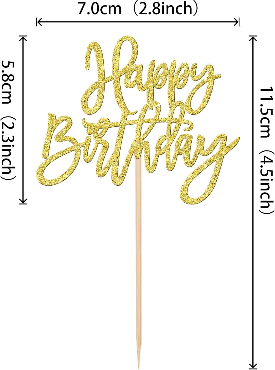 ZHUOWEISM 24 PCS Happy Birthday Cupcake Toppers Glitter