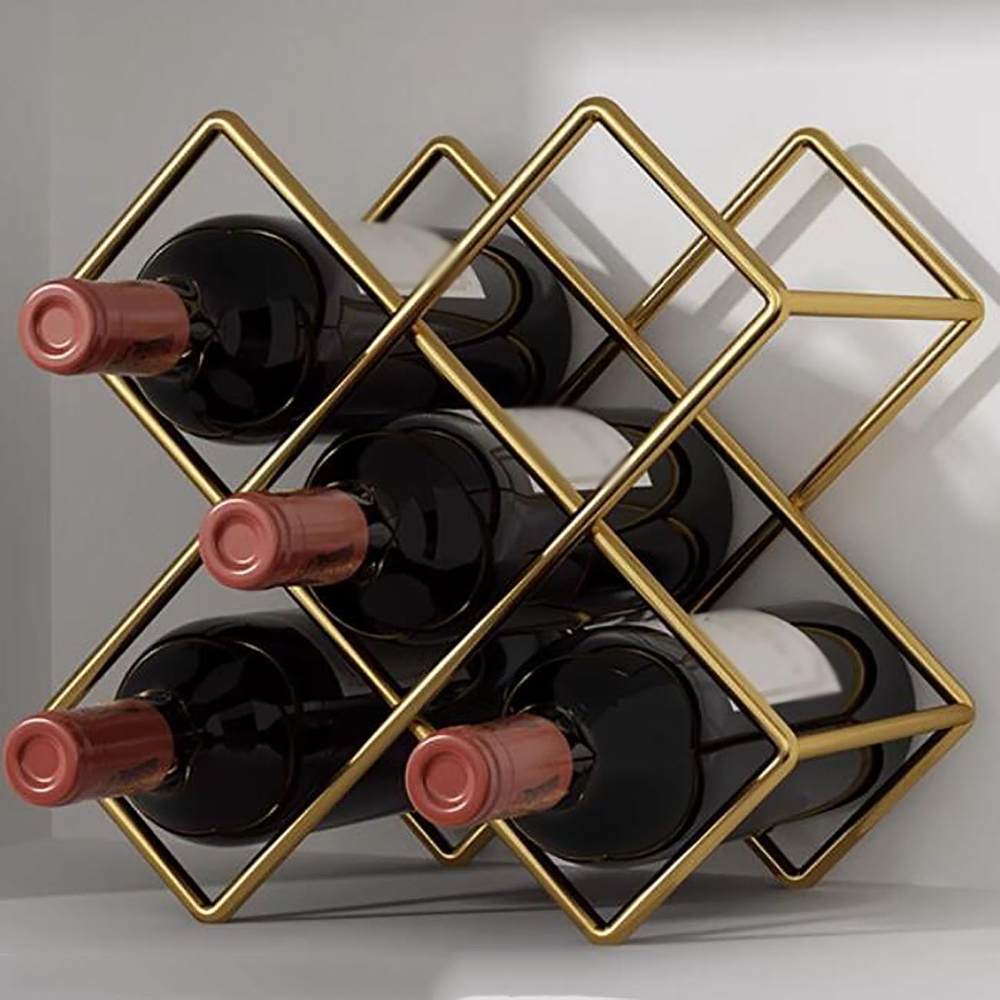 BYLAKO 5-Bottle Wine Rack Metal Sturdy Holder for Home Kitchen Bar