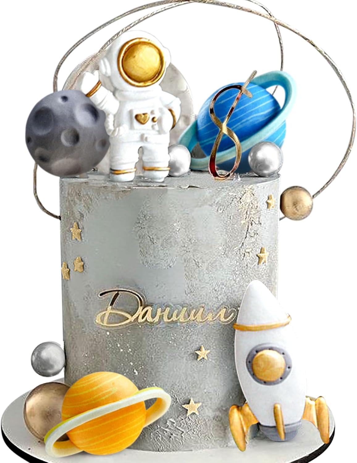 Space Cake Toppers with Astronaut Rocket Planets