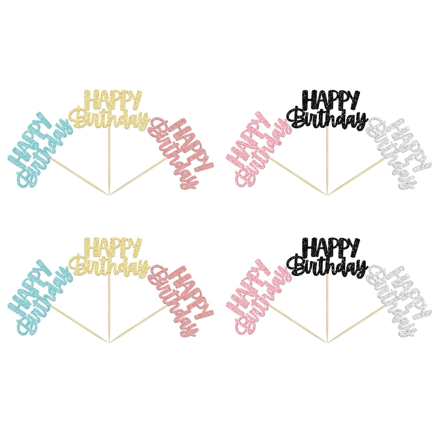 Gyufise 24Pcs Happy Birthday Cupcake Toppers
