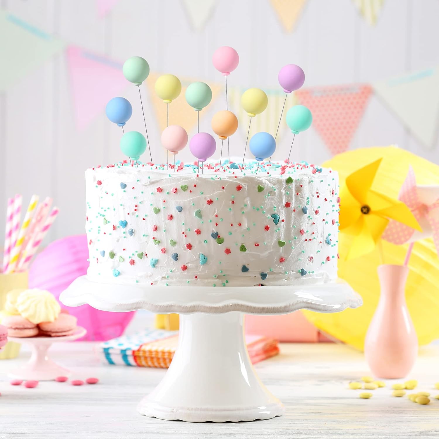 Sieral 40 Pcs Mini Balloon Cake Toppers Colorful