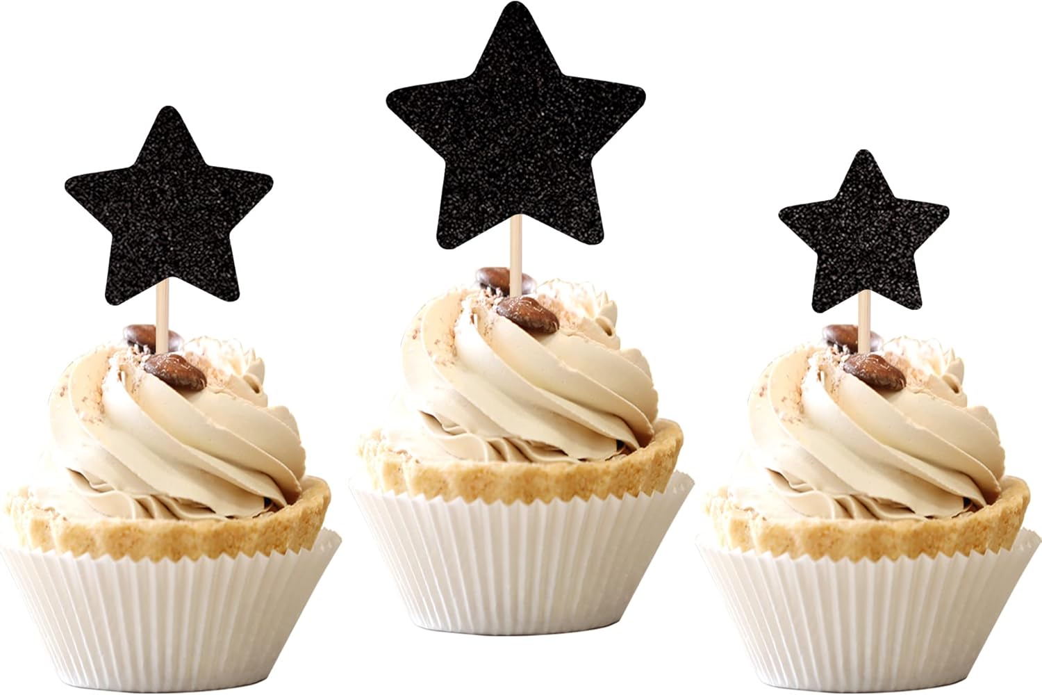 30 PCS Glitter Star Cupcake Toppers for Parties
